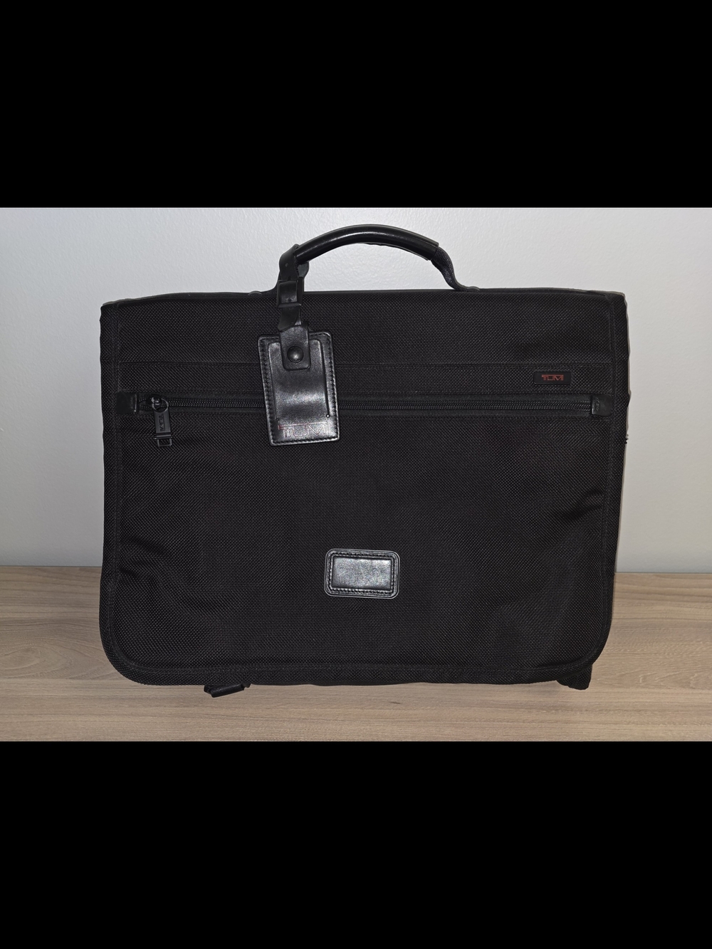 Tumi Black Men's Briefcase Laptop Bag with Leather Accents